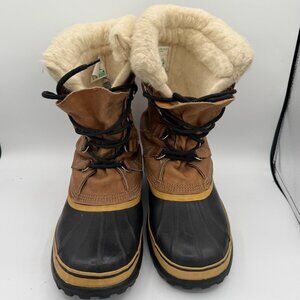 SOREL KAUFMAN CARIBOU LEATHER & RUBBER RAIN SNOW WOOL LINED BOOTS MADE CANADA 11